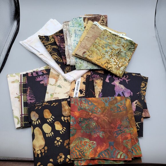 Wildlife Outdoor Fabric Scraps Crafting Quilting Cotton Fabric Bundle 1 lb - Picture 3 of 3